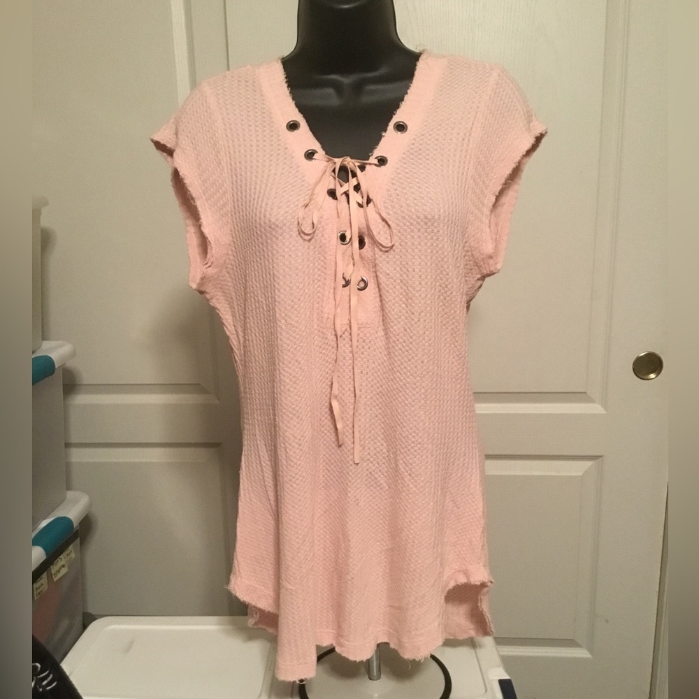 William Rast top..Gordon future, sexy front tie. Sz L P2P 19” color  pink blush